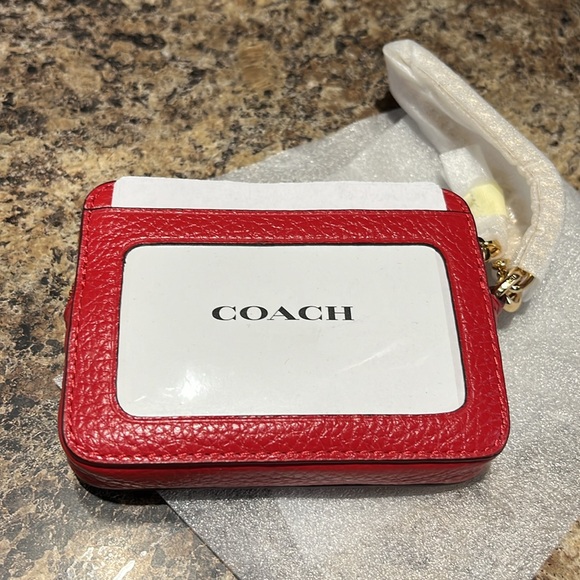 Coach Zip Card Case In Electric Red - Picture 6 of 7